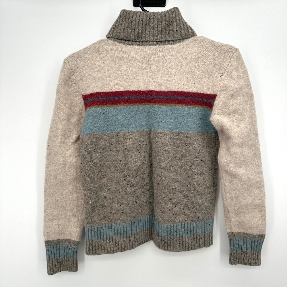 Pendleton Womens Lambswool Blend Striped Turtleneck Sweater Grey Beige Small - Picture 6 of 12